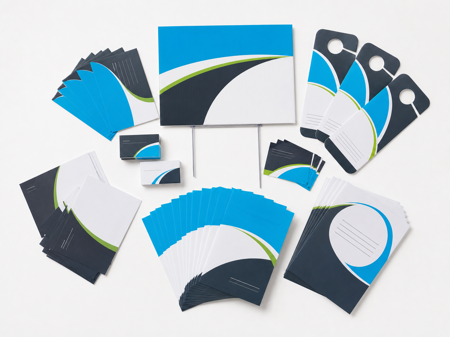 Neighborhood Coverage Kit with postcards, signs, hangers, and cards