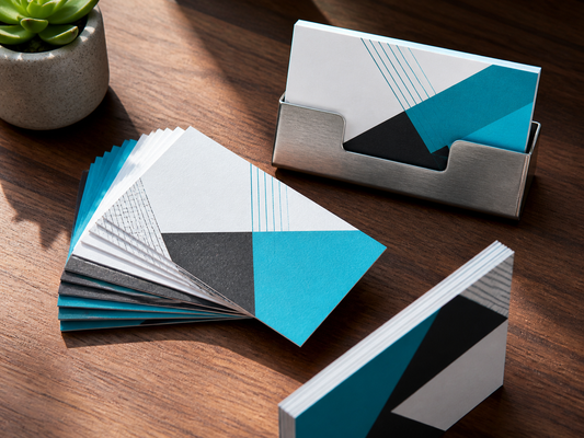 Premium custom business cards on a small-business desk
