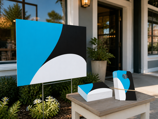 Launch Visibility Kit with yard sign, business cards, and door hangers