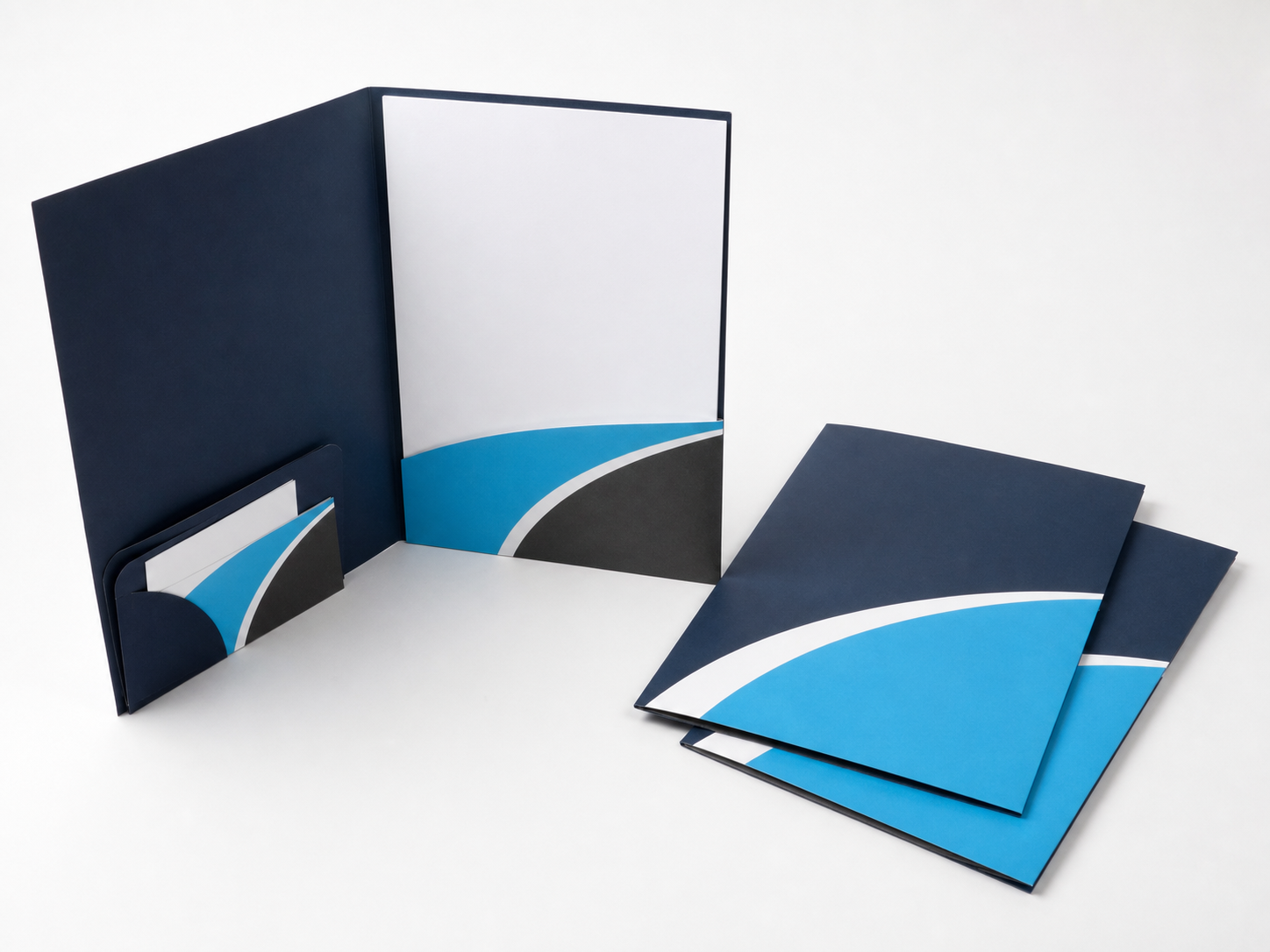 Presentation folders with inside pockets and inserts