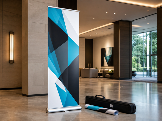 Retractable banner display with aluminum base and carry case