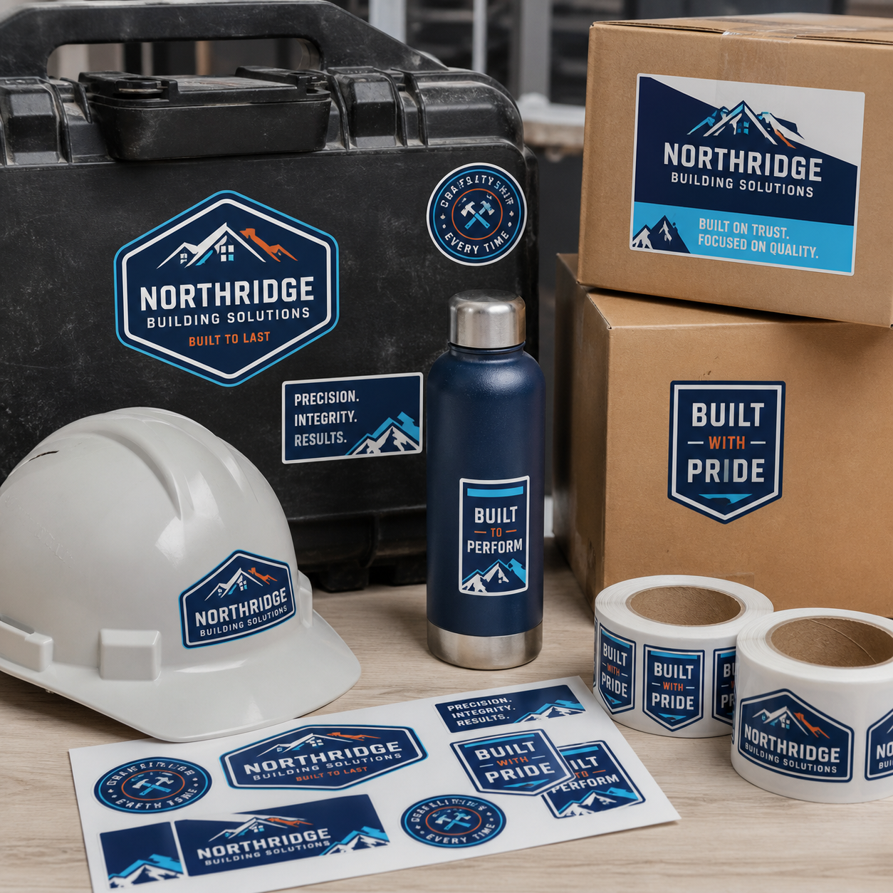 Indoor UV-coated gloss-label stickers. Each option includes 250 stickers in one shape and size.